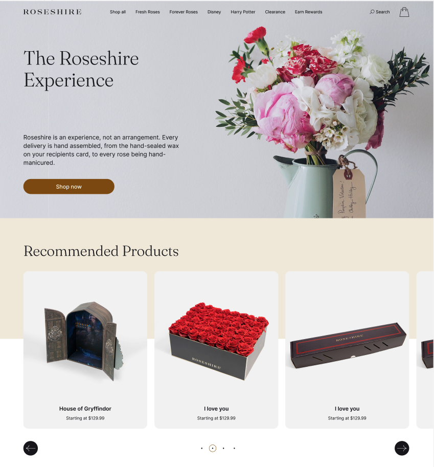 Feelcove homepage and product page